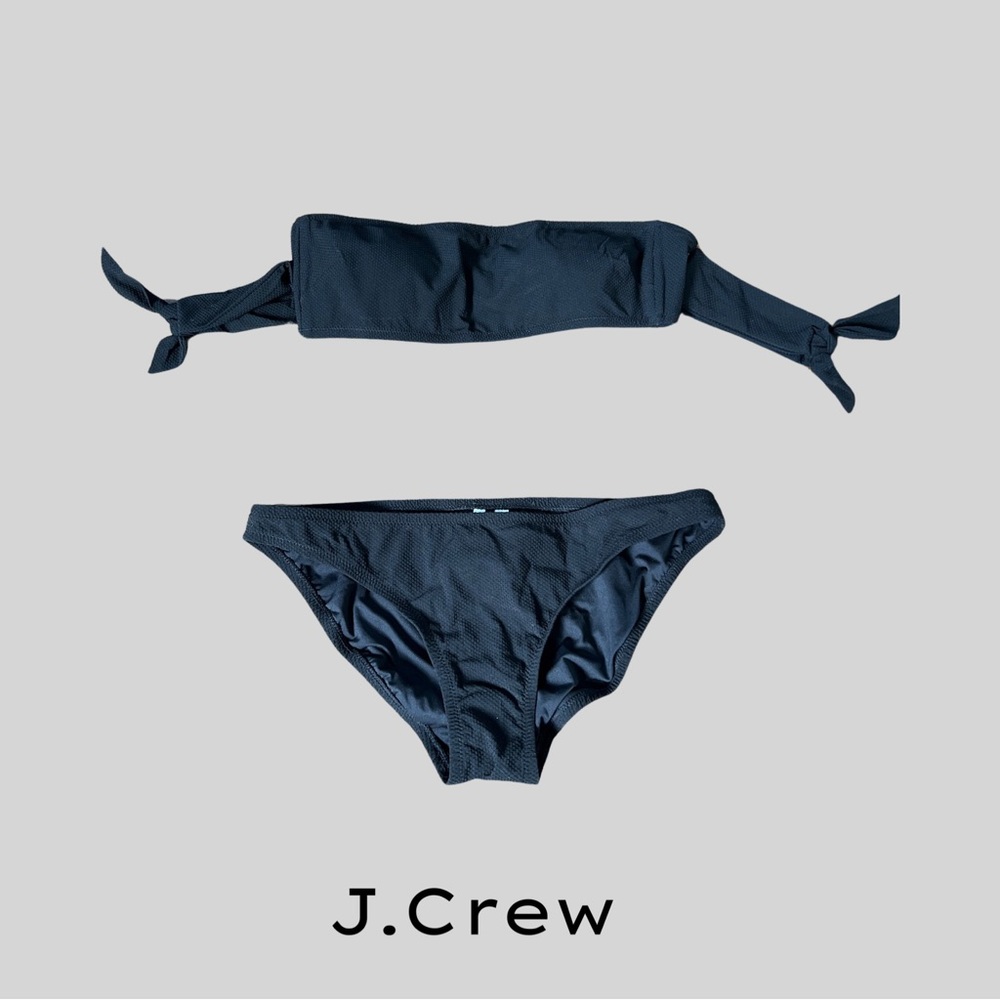 NWT JCREW BANDEAU 2 PIECE BLACK BIKINI WITH ARM BANDS - SIZE MEDIUM